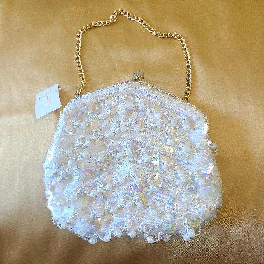 Iridescent Sequin Vintage Clutch Bag by Artel